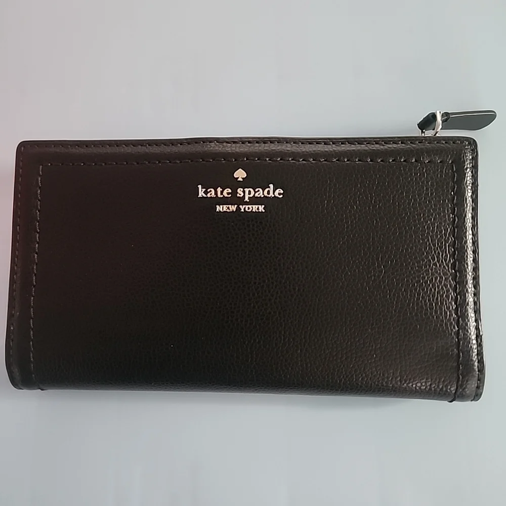 EUC Kate Spade NY Patterson Drive Braylon Wallet Clutch -Pebbled Black Leather - Picture 1 of 12